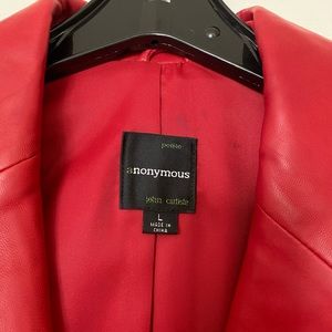 Petite LARGE red leather jacket
